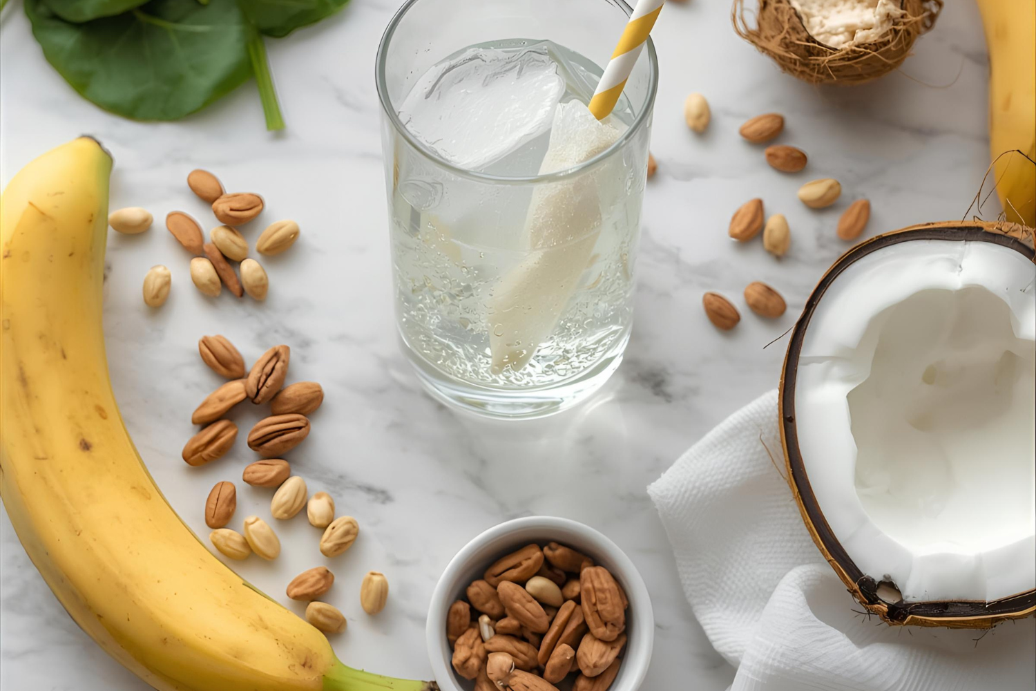 Flat lay of sources of electrolytes