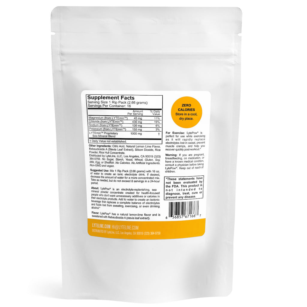 LytePow Lemon-Lime Electrolyte Powder Stick Packs – LyteLine.com
