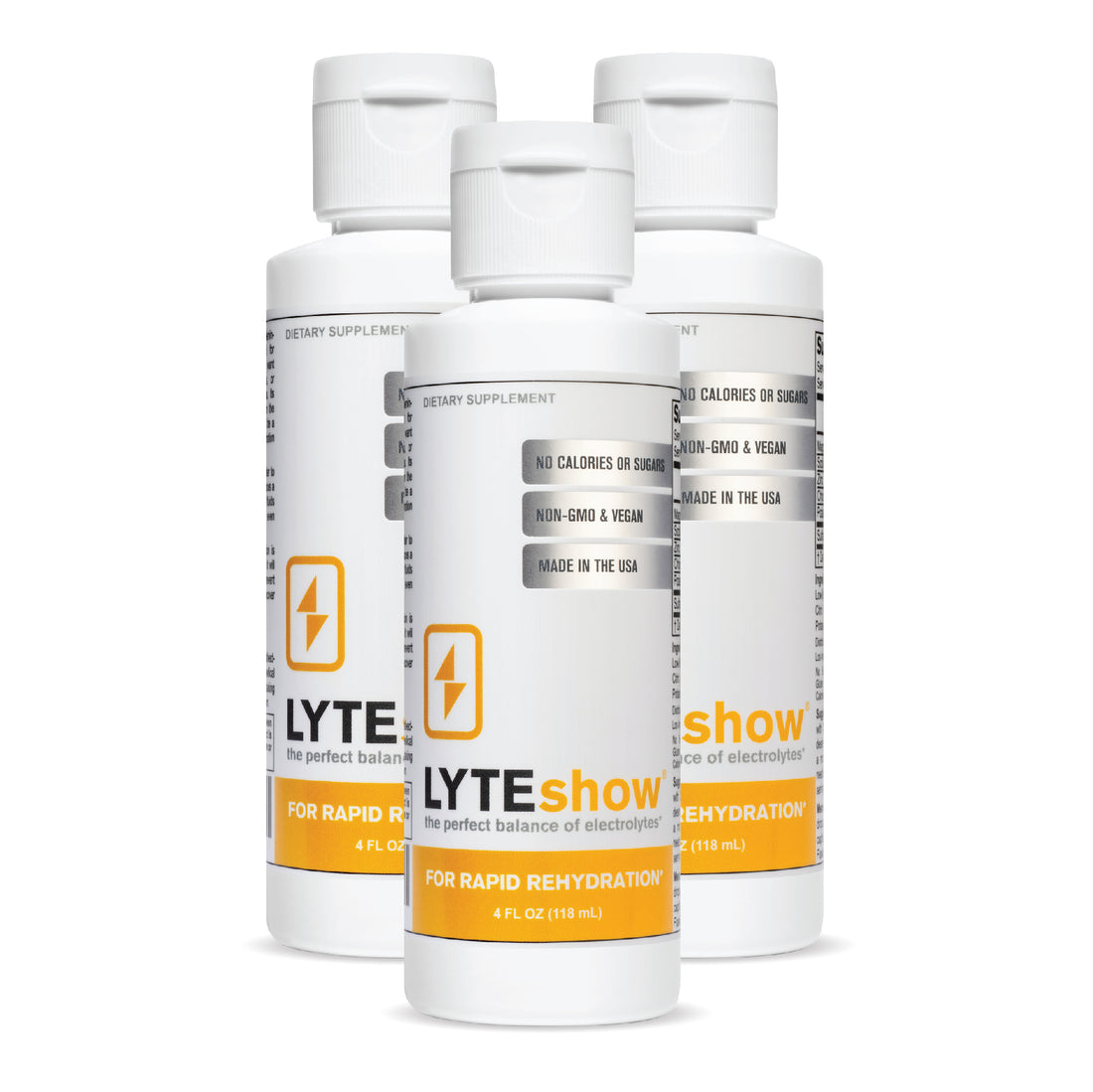 LyteShow® 3-Pack: Ionic Electrolyte Hydration (Low Sodium, Sugar-Free, Additive-Free)